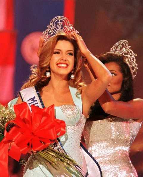 Alicia Machado of Venezuela when she was crowned as Miss Universe. She is now an American citizen
