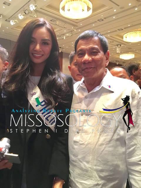 Kylie Verzosa pose for a photo with Philippine president Rodrigo Duterte in Japan. Photo by Stephen Diaz/Missosology