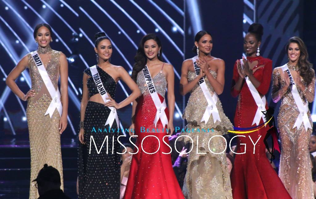 Top 6 Colombia – Andrea Tovar France – Iris Mittenaere Haiti – Raquel Pélissier Kenya – Mary Esther Were Philippines – Maxine Medina Thailand – Chalita Suansane