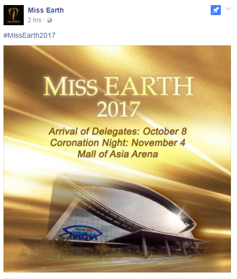 The Miss Earth pageant made the announcement on its social media accounts