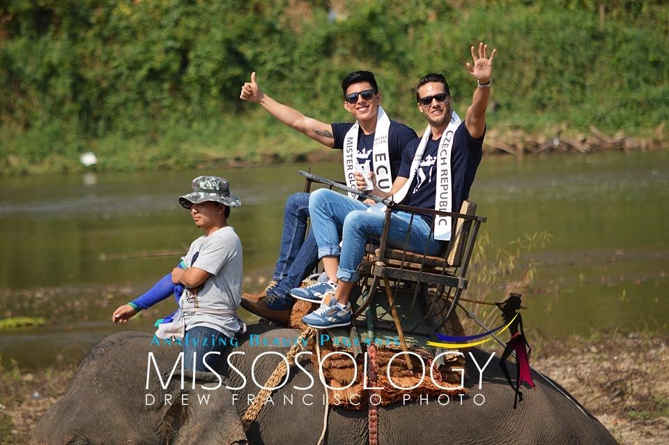 Mister Global 2016 candidates had the chance to feed and ride elephants in Chiang Rai 