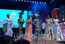 Top 6 Best in National Costume finalists Contestant # 14 Paula Rich Bartolome Contestant # 38 Angelica Alita Contestant #19 Maria Lina Prongoso Contestant # 3 Angela Lauren Fernando Contestant # 27 Dindi Pajares Contestant # 32 Jennylyn Carla Malpaya
