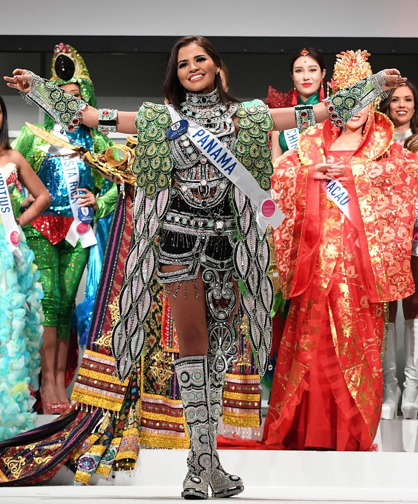 Miss Panama Daniela Ochoa Barragan poses in her national costume during the opening press preview of 2016 Miss International Beauty Pageant in Tokyo on October 11, 2016.Seventy women will compete in the final in Tokyo on October 27. / AFP / TOSHIFUMI KITAMURA        (Photo credit should read TOSHIFUMI KITAMURA/AFP/Getty Images)