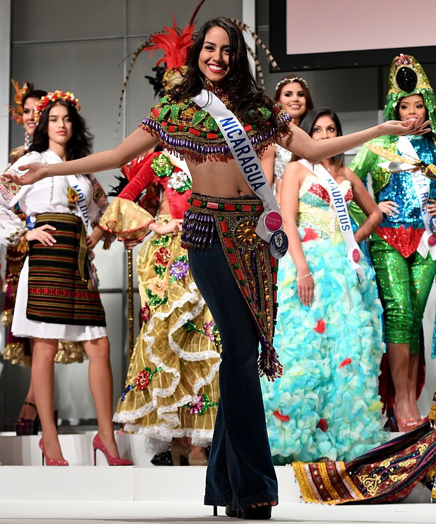 Miss Nicaragua Brianny Chamorro displays her national costume during the opening press preview of 2016 Miss International Beauty Pageant in Tokyo on October 11, 2016.Seventy women will compete in the final in Tokyo on October 27. / AFP / TOSHIFUMI KITAMURA        (Photo credit should read TOSHIFUMI KITAMURA/AFP/Getty Images)