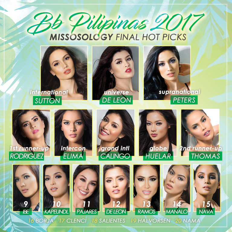 Bb Pilipinas 2017 Final Hot Picks - Missosology