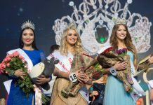 Miss Earth Russia 2018 Daria Kartyshova (center) with Krasa Rossii 2017 Alexandra Tsyrenova and Krasa Rossii 2018 Yana Voyt. (Photo by Artur Lebedev)