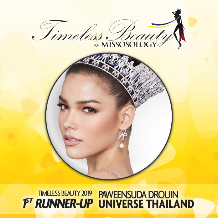 Missosology Timeless Beauty 2019 1st runner-up is Paweensuda Drouin of Thailand